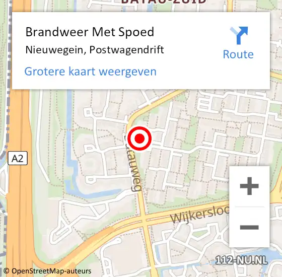 Locatie op kaart van de 112 melding: Brandweer Met Spoed Naar Nieuwegein, Postwagendrift op 2 november 2015 02:08