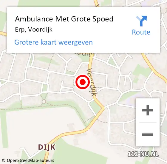 Locatie op kaart van de 112 melding: Ambulance Met Grote Spoed Naar Erp, Voordijk op 2 november 2015 02:20