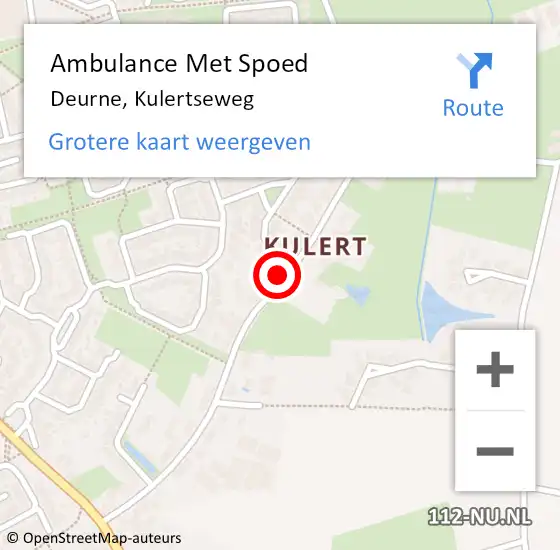 Locatie op kaart van de 112 melding: Ambulance Met Spoed Naar Deurne, Kulertseweg op 2 november 2015 02:25