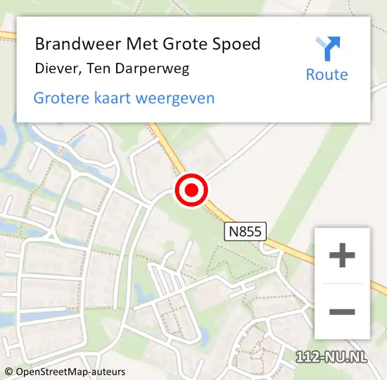 Locatie op kaart van de 112 melding: Brandweer Met Grote Spoed Naar Diever, Ten Darperweg op 2 november 2015 06:14