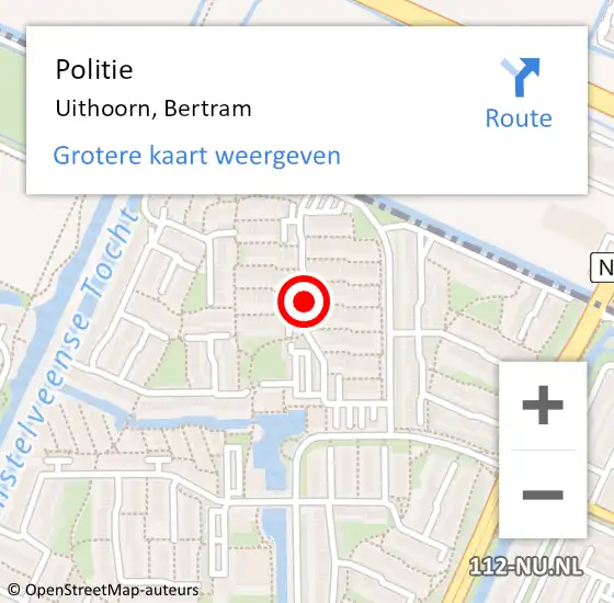 Locatie op kaart van de 112 melding: Politie Uithoorn, Bertram op 2 november 2015 07:28