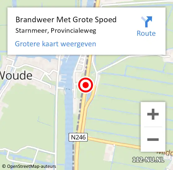 Locatie op kaart van de 112 melding: Brandweer Met Grote Spoed Naar Starnmeer, Provincialeweg op 2 november 2015 08:17