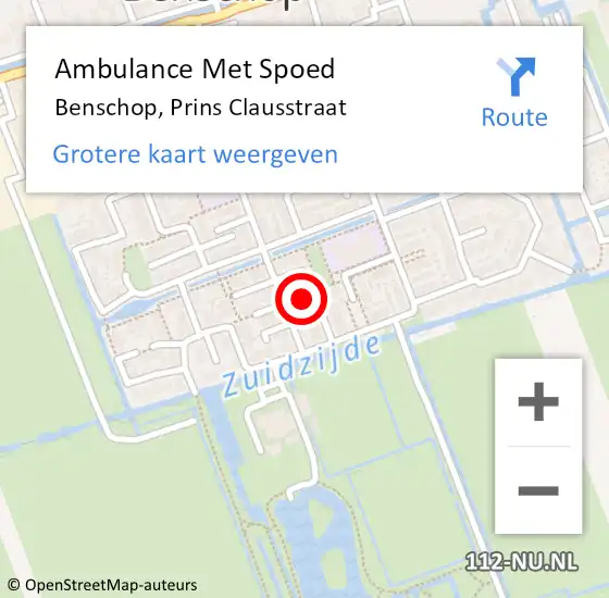 Locatie op kaart van de 112 melding: Ambulance Met Spoed Naar Benschop, Prins Clausstraat op 2 november 2015 09:15