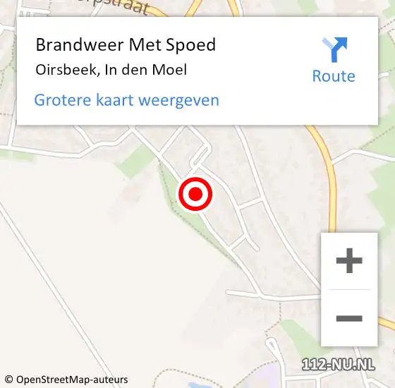 Locatie op kaart van de 112 melding: Brandweer Met Spoed Naar Oirsbeek, In den Moel op 2 november 2015 09:55