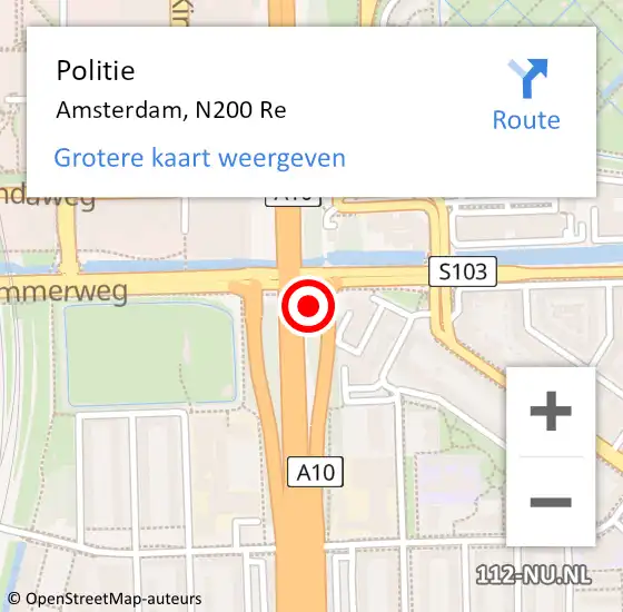 Locatie op kaart van de 112 melding: Politie Amsterdam, N200 Re op 2 november 2015 10:13
