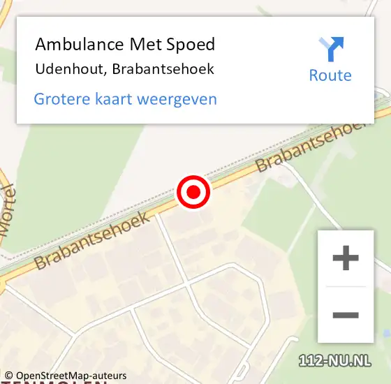 Locatie op kaart van de 112 melding: Ambulance Met Spoed Naar Udenhout, Brabantsehoek op 2 november 2015 10:28