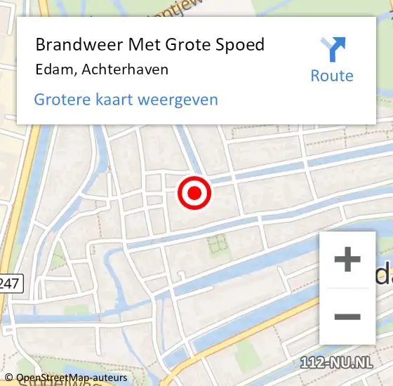 Locatie op kaart van de 112 melding: Brandweer Met Grote Spoed Naar Edam, Achterhaven op 2 november 2015 10:32