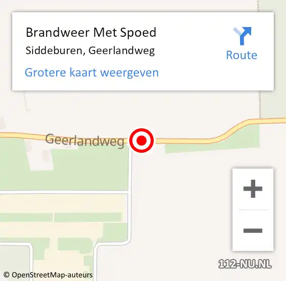 Locatie op kaart van de 112 melding: Brandweer Met Spoed Naar Siddeburen, Geerlandweg op 25 november 2013 17:07