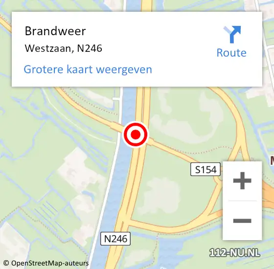 Locatie op kaart van de 112 melding: Brandweer Westzaan, N246 op 25 november 2013 17:10