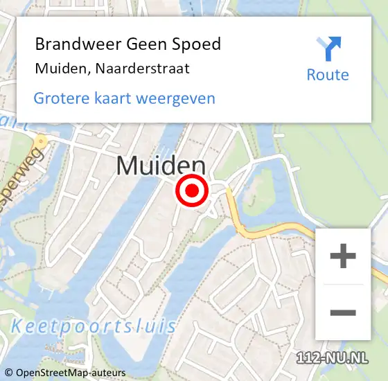 Locatie op kaart van de 112 melding: Brandweer Geen Spoed Naar Muiden, Naarderstraat op 2 november 2015 11:57