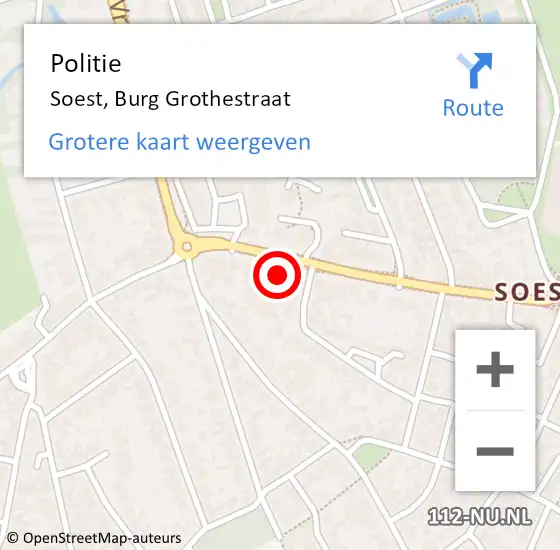 Locatie op kaart van de 112 melding: Politie Soest, Burg Grothestraat op 2 november 2015 12:17