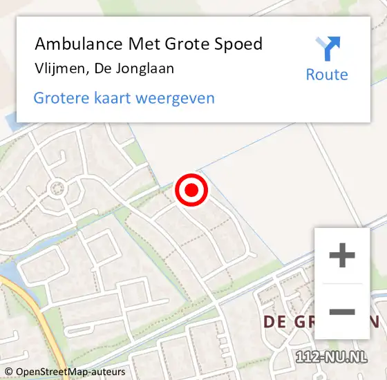 Locatie op kaart van de 112 melding: Ambulance Met Grote Spoed Naar Vlijmen, De Jonglaan op 2 november 2015 12:53