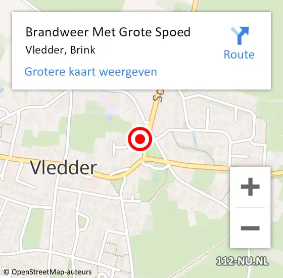 Locatie op kaart van de 112 melding: Brandweer Met Grote Spoed Naar Vledder, Brink op 2 november 2015 13:12