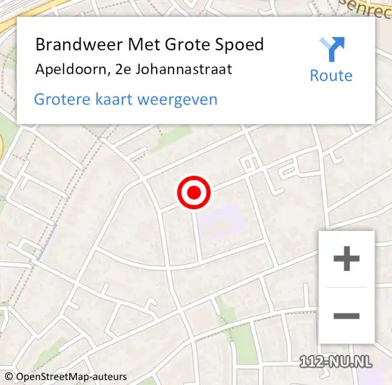 Locatie op kaart van de 112 melding: Brandweer Met Grote Spoed Naar Apeldoorn, 2e Johannastraat op 25 november 2013 17:29