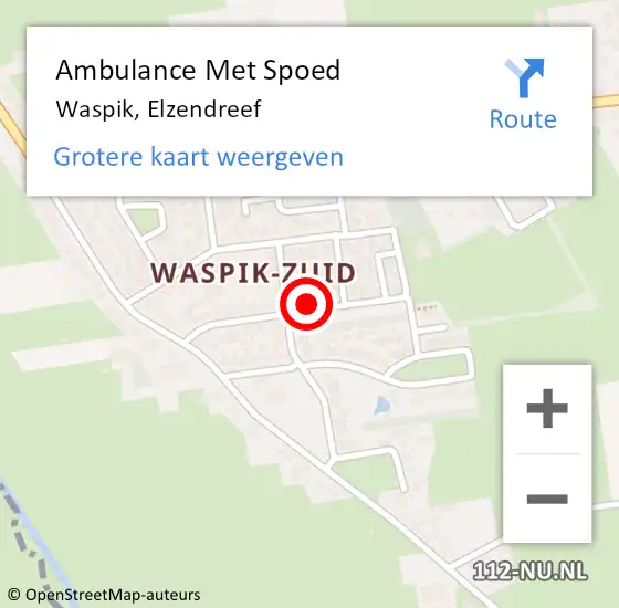 Locatie op kaart van de 112 melding: Ambulance Met Spoed Naar Waspik, Elzendreef op 2 november 2015 13:50