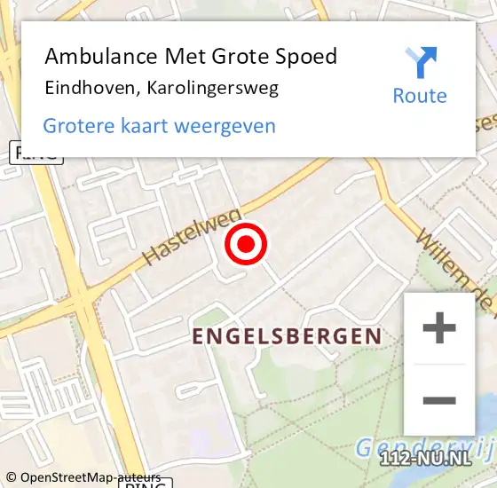 Locatie op kaart van de 112 melding: Ambulance Met Grote Spoed Naar Eindhoven, Karolingersweg op 2 november 2015 14:09