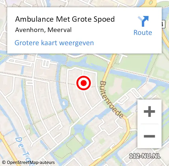 Locatie op kaart van de 112 melding: Ambulance Met Grote Spoed Naar Avenhorn, Meerval op 2 november 2015 14:13