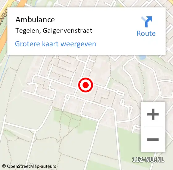 Locatie op kaart van de 112 melding: Ambulance Tegelen, Galgenvenstraat op 2 november 2015 14:57