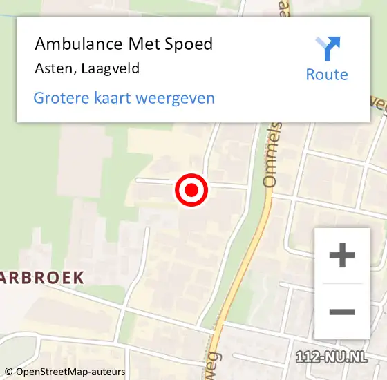 Locatie op kaart van de 112 melding: Ambulance Met Spoed Naar Asten, Laagveld op 2 november 2015 15:41