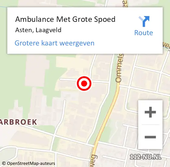 Locatie op kaart van de 112 melding: Ambulance Met Grote Spoed Naar Asten, Laagveld op 2 november 2015 15:46