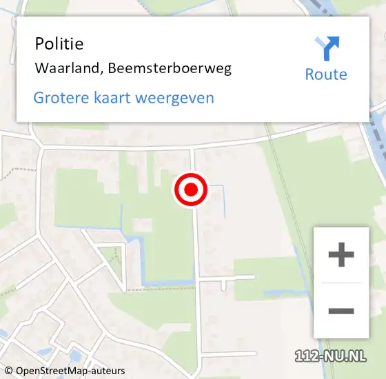 Locatie op kaart van de 112 melding: Politie Waarland, Beemsterboerweg op 2 november 2015 15:52