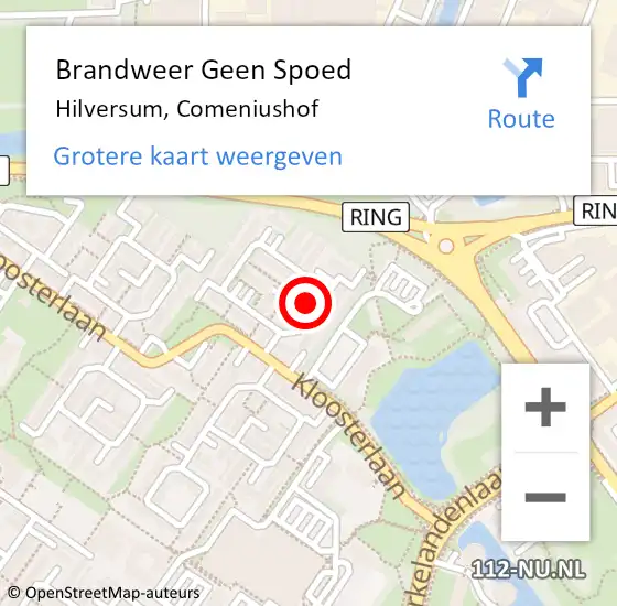 Locatie op kaart van de 112 melding: Brandweer Geen Spoed Naar Hilversum, Comeniushof op 2 november 2015 16:10