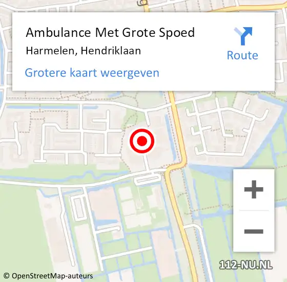 Locatie op kaart van de 112 melding: Ambulance Met Grote Spoed Naar Harmelen, Hendriklaan op 2 november 2015 16:27