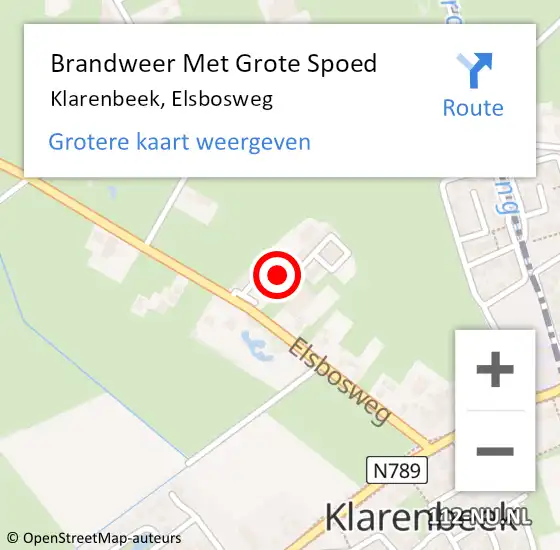 Locatie op kaart van de 112 melding: Brandweer Met Grote Spoed Naar Klarenbeek, Elsbosweg op 2 november 2015 16:42