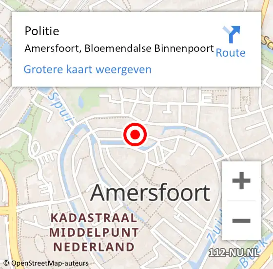 Locatie op kaart van de 112 melding: Politie Amersfoort, Bloemendalse Binnenpoort op 2 november 2015 16:45