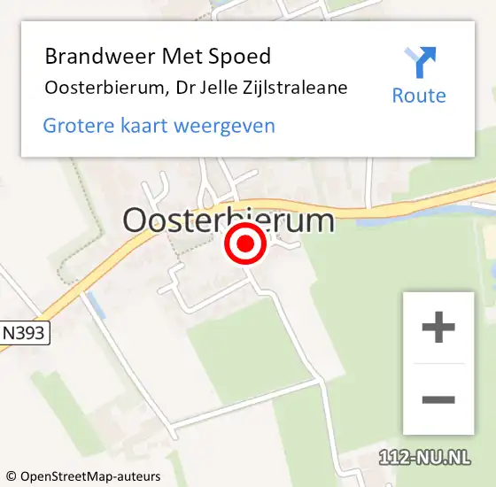 Locatie op kaart van de 112 melding: Brandweer Met Spoed Naar Oosterbierum, Dr Jelle Zijlstraleane op 2 november 2015 16:45