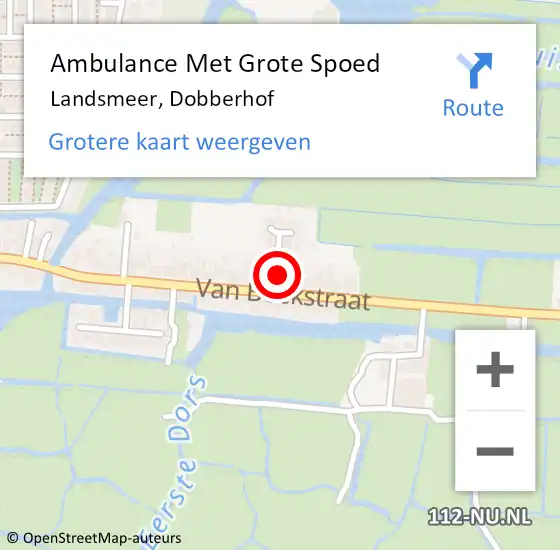 Locatie op kaart van de 112 melding: Ambulance Met Grote Spoed Naar Landsmeer, Dobberhof op 2 november 2015 16:58