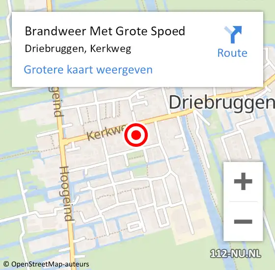 Locatie op kaart van de 112 melding: Brandweer Met Grote Spoed Naar Driebruggen, Kerkweg op 2 november 2015 17:02