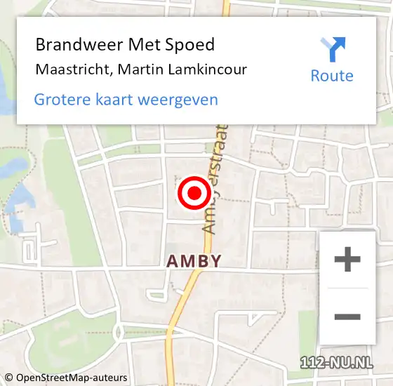 Locatie op kaart van de 112 melding: Brandweer Met Spoed Naar Maastricht, Martin Lamkincour op 2 november 2015 17:42