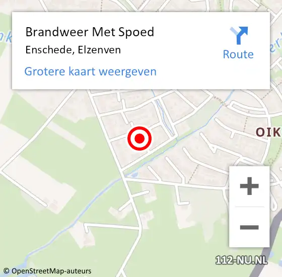 Locatie op kaart van de 112 melding: Brandweer Met Spoed Naar Enschede, Elzenven op 2 november 2015 18:38