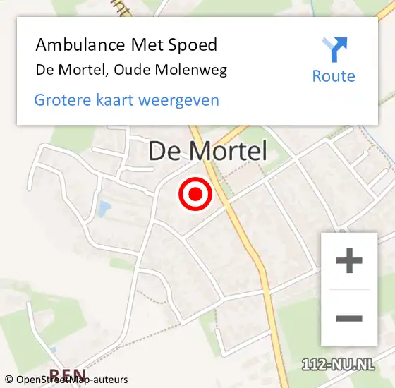 Locatie op kaart van de 112 melding: Ambulance Met Spoed Naar De Mortel, Oude Molenweg op 2 november 2015 20:02