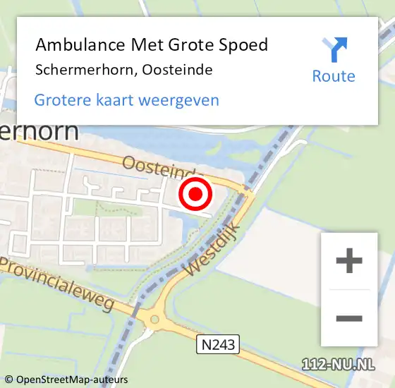 Locatie op kaart van de 112 melding: Ambulance Met Grote Spoed Naar Schermerhorn, Oosteinde op 2 november 2015 21:23