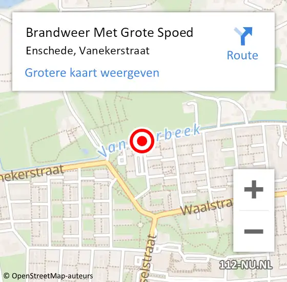 Locatie op kaart van de 112 melding: Brandweer Met Grote Spoed Naar Enschede, Vanekerstraat op 3 november 2015 03:54