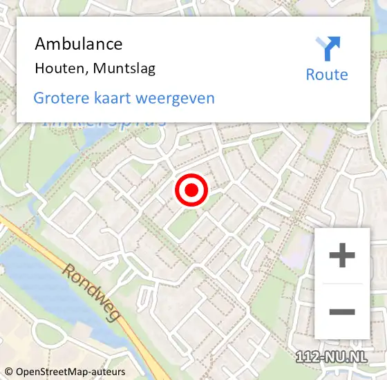 Locatie op kaart van de 112 melding: Ambulance Houten, Muntslag op 25 november 2013 18:09