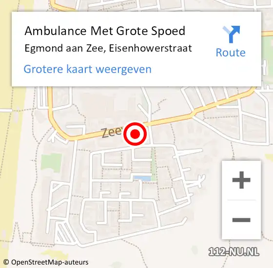 Locatie op kaart van de 112 melding: Ambulance Met Grote Spoed Naar Egmond aan Zee, Eisenhowerstraat op 3 november 2015 07:52