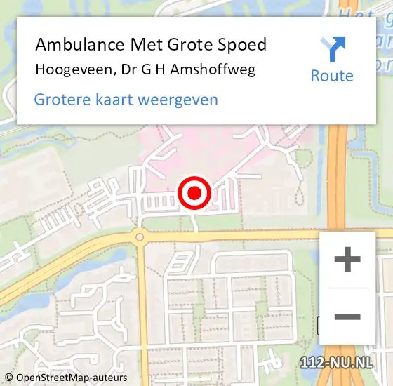 Locatie op kaart van de 112 melding: Ambulance Met Grote Spoed Naar Hoogeveen, Dr G H Amshoffweg op 3 november 2015 08:10