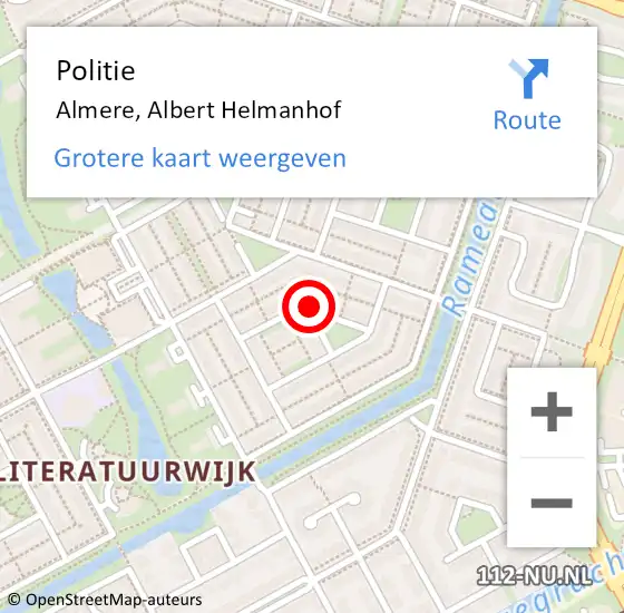 Locatie op kaart van de 112 melding: Politie Almere, Albert Helmanhof op 3 november 2015 08:29