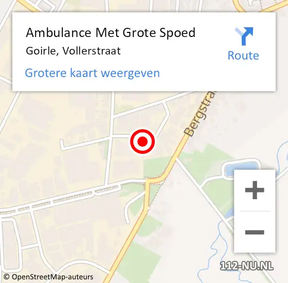 Locatie op kaart van de 112 melding: Ambulance Met Grote Spoed Naar Goirle, Vollerstraat op 3 november 2015 09:04