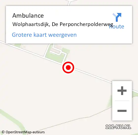 Locatie op kaart van de 112 melding: Ambulance Wolphaartsdijk, De Perponcherpolderweg op 3 november 2015 09:57