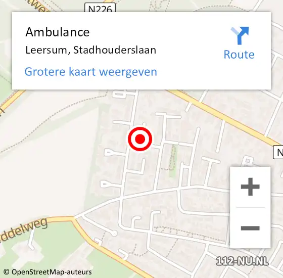 Locatie op kaart van de 112 melding: Ambulance Leersum, Stadhouderslaan op 3 november 2015 10:24