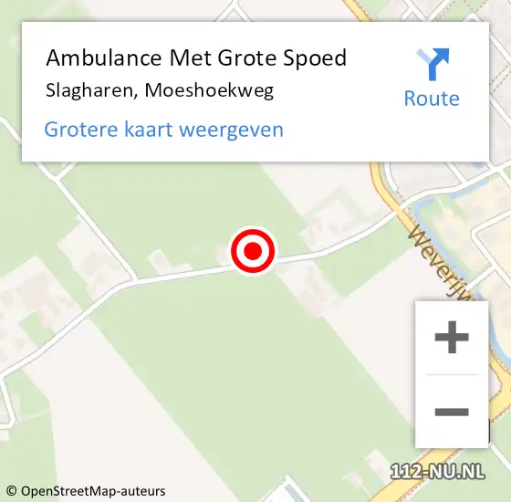 Locatie op kaart van de 112 melding: Ambulance Met Grote Spoed Naar Slagharen, Moeshoekweg op 3 november 2015 10:53