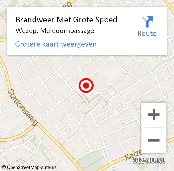 Locatie op kaart van de 112 melding: Brandweer Met Grote Spoed Naar Wezep, Meidoornpassage op 3 november 2015 12:04