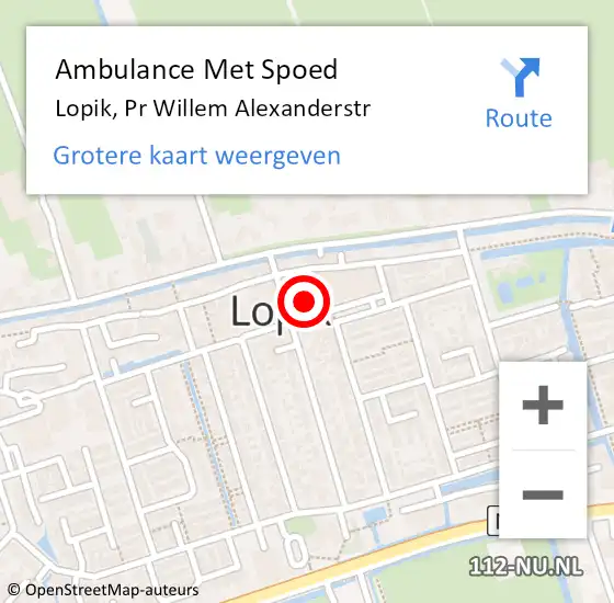 Locatie op kaart van de 112 melding: Ambulance Met Spoed Naar Lopik, Pr Willem Alexanderstr op 3 november 2015 12:08