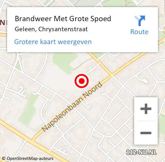 Locatie op kaart van de 112 melding: Brandweer Met Grote Spoed Naar Geleen, Chrysantenstraat op 3 november 2015 12:11