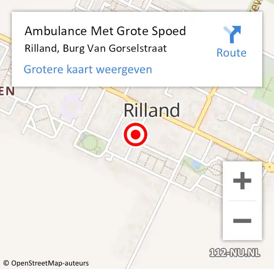 Locatie op kaart van de 112 melding: Ambulance Met Grote Spoed Naar Rilland, Burg Van Gorselstraat op 3 november 2015 12:22