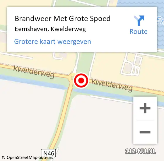 Locatie op kaart van de 112 melding: Brandweer Met Grote Spoed Naar Eemshaven, Kwelderweg op 25 november 2013 19:10